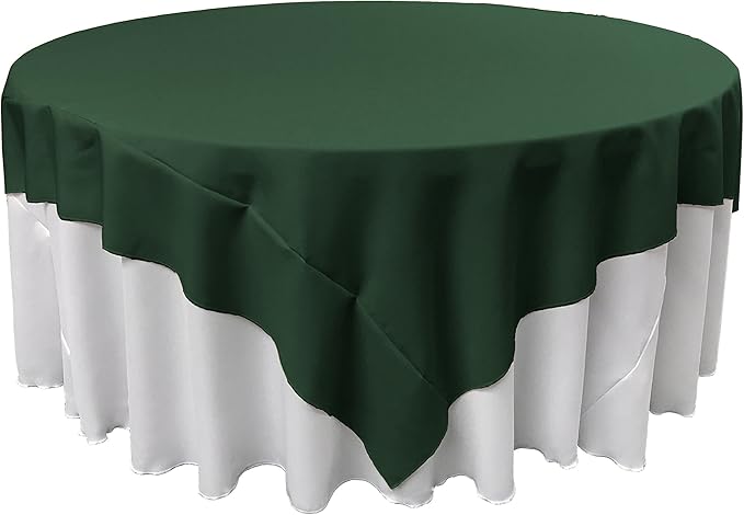 LA Linen Polyester Poplin Washable Square Tablecloth, Stain and Wrinkle Resistant Table Cover, 90 by 90-Inch, Hunter Green, (TCpop90x90_GreenHuP20)