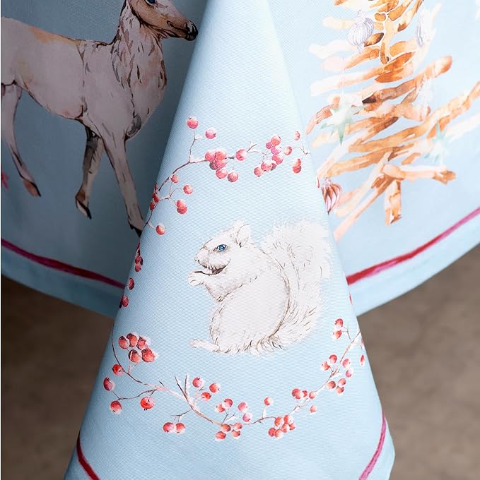 Maison d' Hermine Table Cloth Rectangle Table 100% Cotton 70 x 120 Inches Fall Tablecloth Reusable Everyday Use for Thanksgiving Christmas Decorations Dining Farmhouse Party (Fairy Tale Forest)