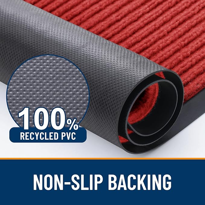 OLANLY Front Door Mat Indoor Outdoor Entrance, Waterproof Heavy Duty Doormat, Fade Resistant, Low Profile, Easy Clean Patio Porch Welcome Floor Mats for Entry, 40x32, Red
