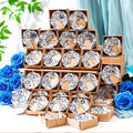 48 Pcs Wedding Favors for Guests Small Ceramic Bowl Bulk Gifts Set 3.3 Inch Floral Design Mini Dipping Sauce Dish with Card Box for Bridal Pooja Baby Shower Birthday Guest Gift (Blue)