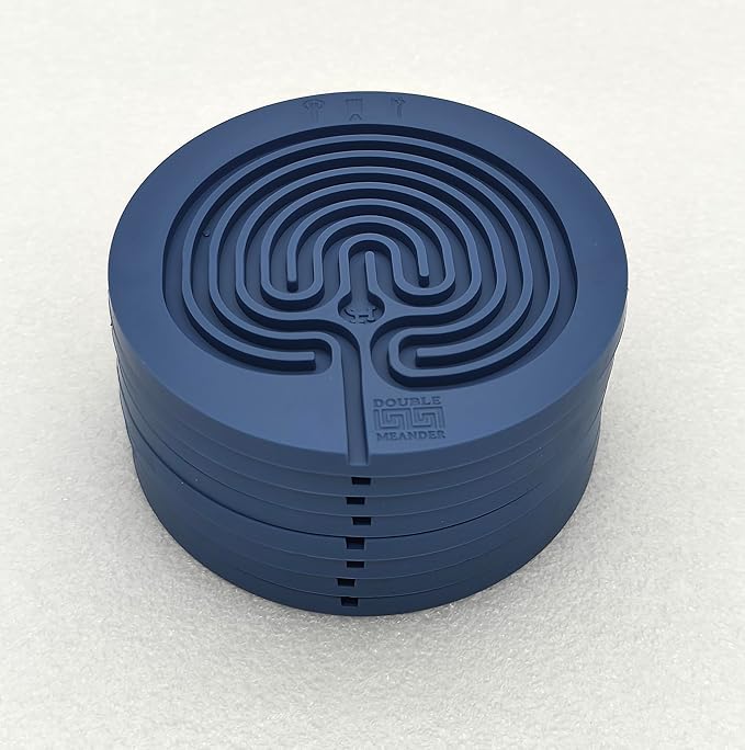 Classic Labyrinth Blue Silicone Coasters - Set of 8 Non-Slip, Heat-Resistant Drink Coasters for Coffee, Tea, and Glasses - Durable, Easy to Clean, Decorative Tabletop Protection