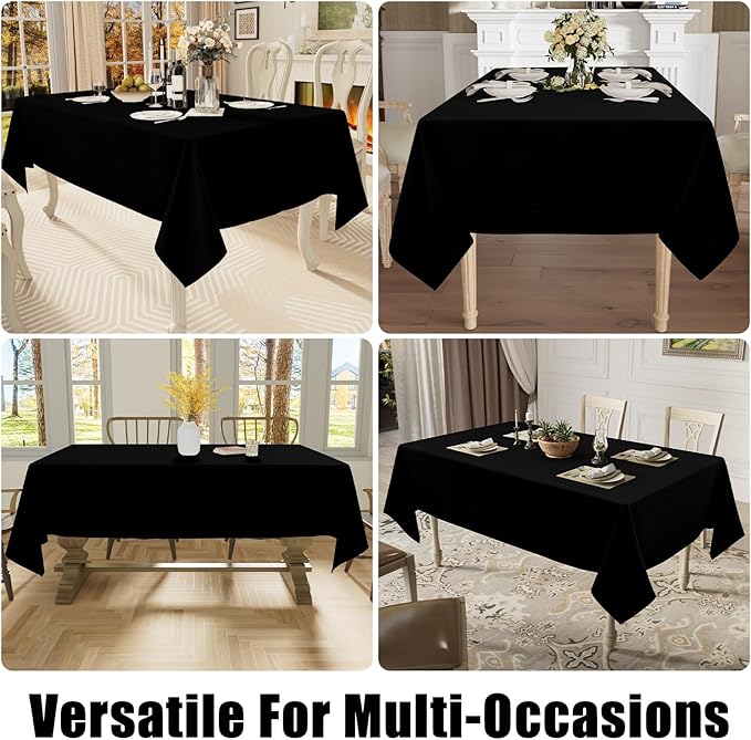 Smiry Rectangle Table Cloth Linen Textured, Waterproof Spillproof Anti-Wrinkle Burlap Tablecloth, Washable Decorative Fabric Table Cover for Dining, Party, Banquet, 60 x 120 Inch, Black