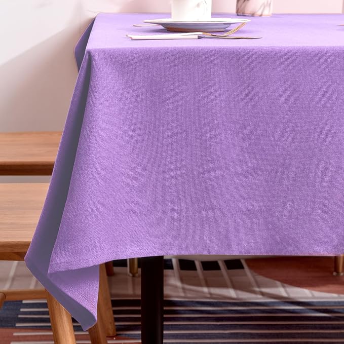 BALCONY & FALCON Table Cloth for 6 Foot Rectangle Tables – Waterproof, Wrinkle-Free Farmhouse Tablecloth for Dining, Kitchen, Wedding, Baby Shower & Spring Holiday Gatherings (Lavender, 55" x 95")