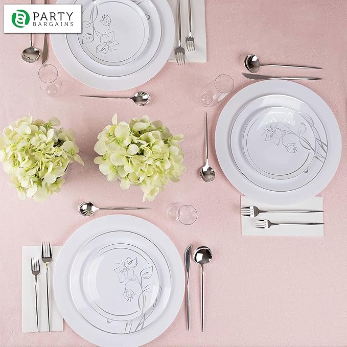 PARTY BARGAINS 13-Inch Charger Plates - 4 Pack, White, Heavy-Duty Disposable Chargers for Elegant Dining - Ideal for Weddings and Formal Events