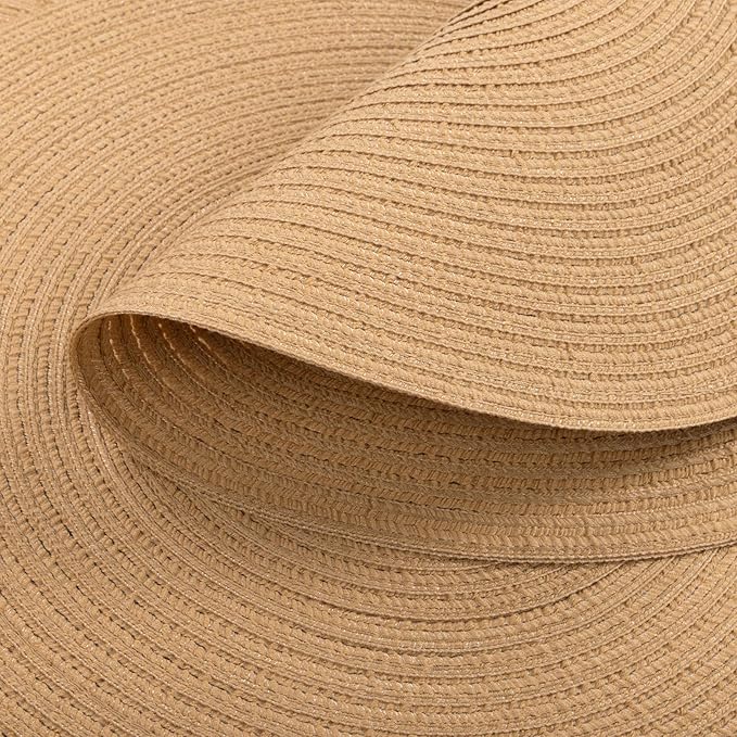 SHACOS 15 inch Round Braided Placemats Set of 6 Non Slip Heat Resistant Round Table Mats Fabric Place Mats for Dinner Party Table Decoration (Camel, 6)
