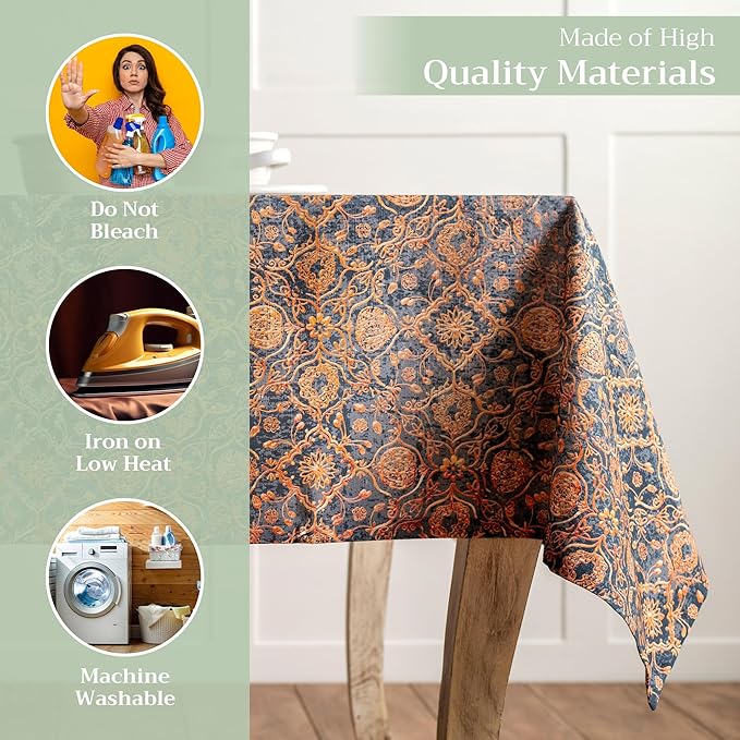 Maison d' Hermine Table Cloth Square Table 100% Cotton 54 x 54 Inches Fall Tablecloth Reusable Everyday Use for Thanksgiving Christmas Decorations Dining Farmhouse Party (Imperfection)