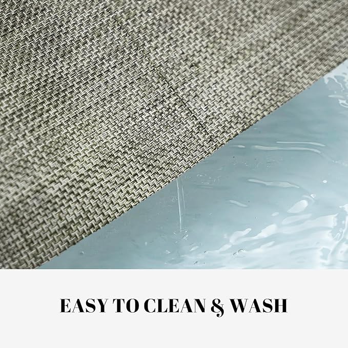 Placemats Set of 12 Vinyl/Plastic Woven Place Mats for Kitchen Table Indoor/Outdoor Washable Placemat Wipeable Dining Table Mats (Brown,12)