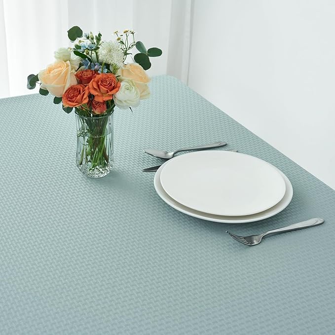 maxmill Square Jacquard Tablecloth Waterproof Spillproof Wrinkle Resistant Soft Weaved Design Table Cloth for Dinner and Party Washable Fabric Cover, Indoor Outdoor Use, 60 x 60 Inch, Dusty Blue