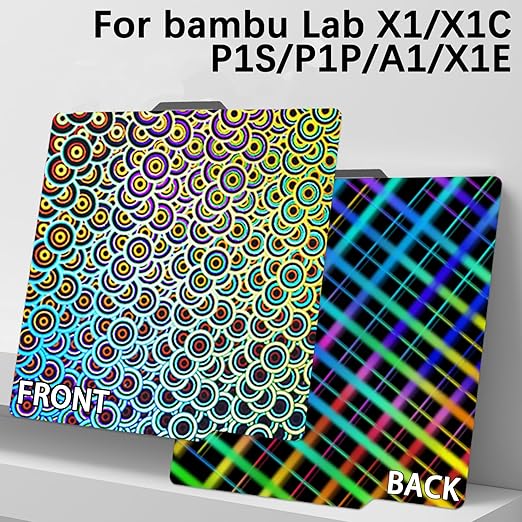 New Upgraded H1H Build Plate for Bambu Lab A1/X1C/X1/X1E/P1P/P1S/P2S 3D Printer, Smooth Kaleidoscope+Smooth Skynet Spring Steel Plate Flexible Plate 257x257mm for Bambu 3D Printers