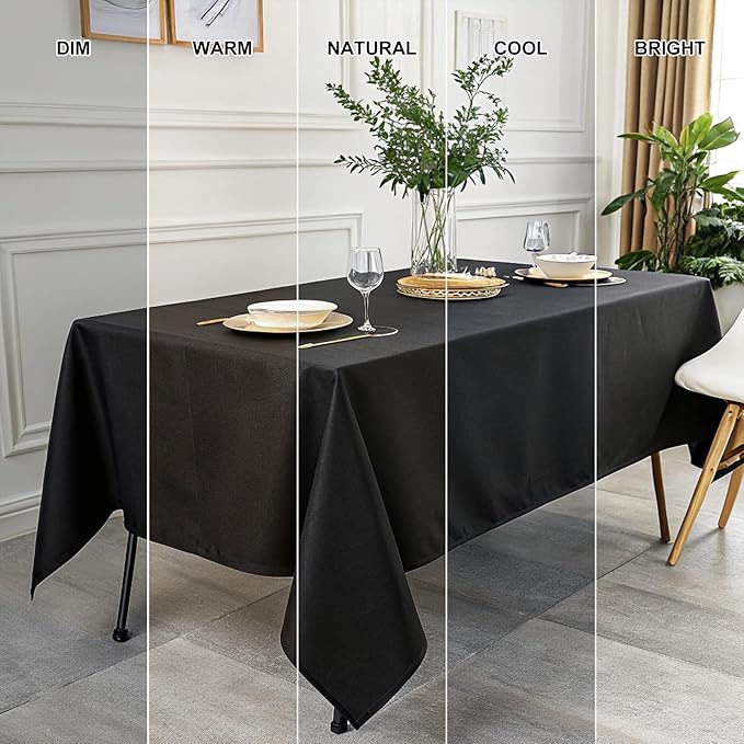 Smiry 4 Pack Rectangle Table Cloth, Waterproof Anti-Scratch Polyester Tablecloth, Decorative Washable Fabric Table Cover for Dining, Buffet, Parties and Outdoor, 60x120, Black