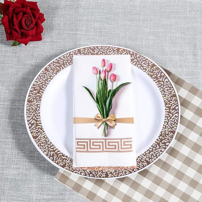 Vplus 200 PACK Guest Towels Disposable Bathroom, Decorative Bathroom Napkins, Soft and Absorbent Disposable Dinner Napkins Cloth Like for Kitchen, Parties, Weddings, Christmas Party(Rose Gold)