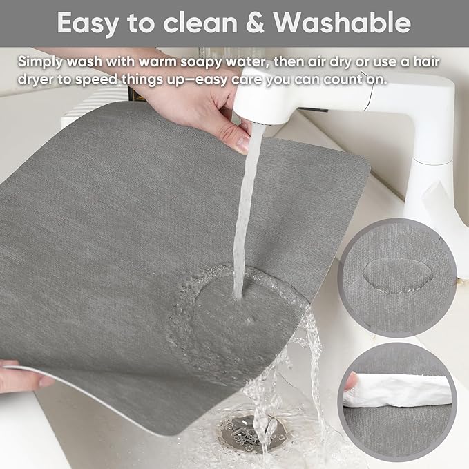 Gray Reversible Faux Leather Placemats – Set of 6 Waterproof, Heat-Resistant & Easy-to-Clean Table Mats for Modern Dining