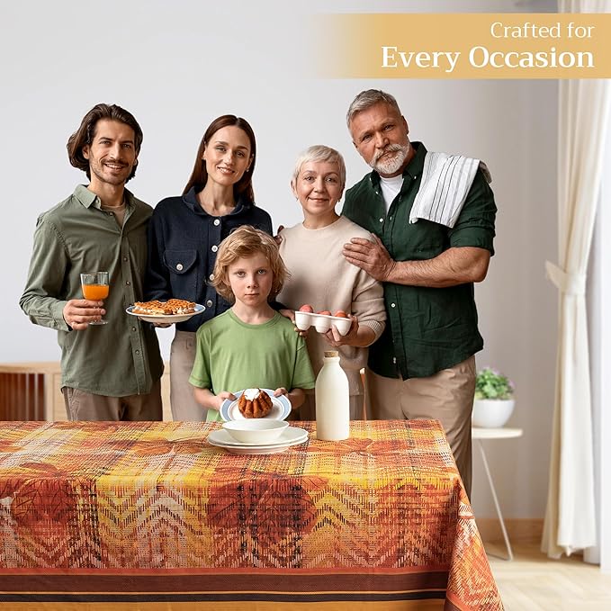 Maison d' Hermine Table Cloth Rectangle Table 100% Cotton 60 x 120 Inches Fall Tablecloth Reusable Everyday Use for Thanksgiving Christmas Decorations Dining Farmhouse Party (Thanksgiving Tartan)