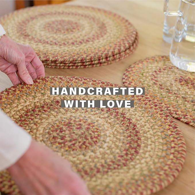 Homespice Harvest Jute Braided Trivets for Table, Warm Country Decor, Set of 3, Multicolor 8" Round Heat Resistant Mats - Rich Colors, Easy to Clean, Durable and Protects Furniture
