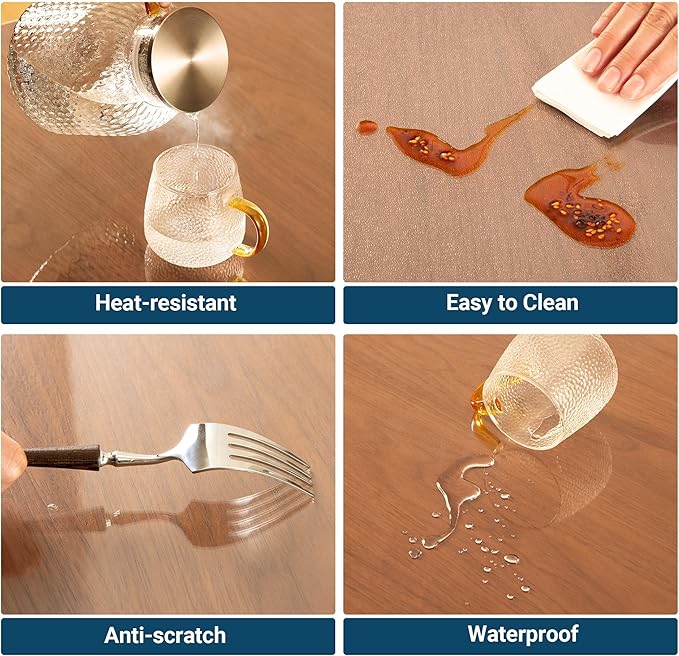 Clear Table Cover Protector Rectangle 20 x 40.1 Inch, 1.5mm Transparent Plastic Table Protector Waterproof, Anti-Scratch Clear Desk Mat for Office Desktop Dresser Dining Table, FDA Compliant