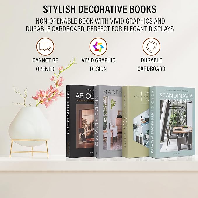 Olive Large | 4 PCS Faux Decorative Books for Home Decor | Not Real Books (Cardboard Boxes) | Coffee Table, Shelf Styling & Modern Aesthetic Accent Pieces for Living Room, Office