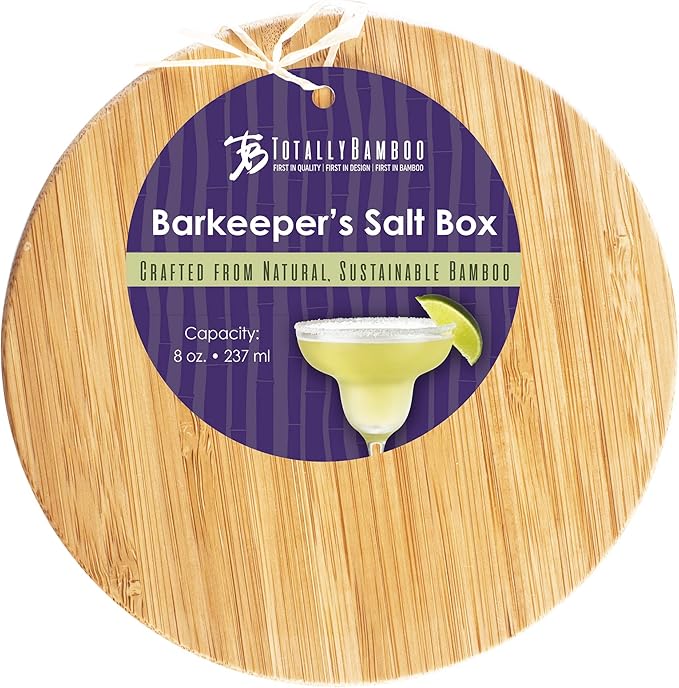 Totally Bamboo Margarita Salt Rimmer – Eco-Friendly Bamboo Glass Rimmer with Swivel Lid and Magnetic Closure | Cocktail Bar Tool for Margaritas and More