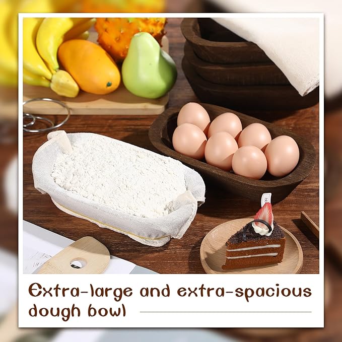 Nuogo 20 Pcs Wooden Dough Bowls Bulk 8.6 Inch Rustic Vintage Hand Carved Wood Dough Bowls Dining for DIY Home Crafts Making Farmhouse Fruits Supplies