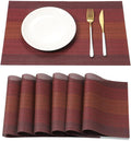 HeloHo Halloween Christmas Red Placemats Set of 6 Kitchen Table Mats Christmas Placemats Washable Crossweave Woven Vinyl Placemat for Dining Table