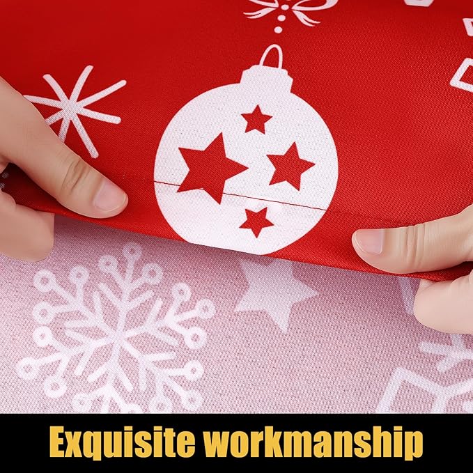 Smiry Rectangle Christmas Table Cloth, Waterproof Elastic Fitted Tablecloths for 8 Foot Tables, Washable Polyester Table Cover for Dinner (Christmas Snowflakes, 30"x96")