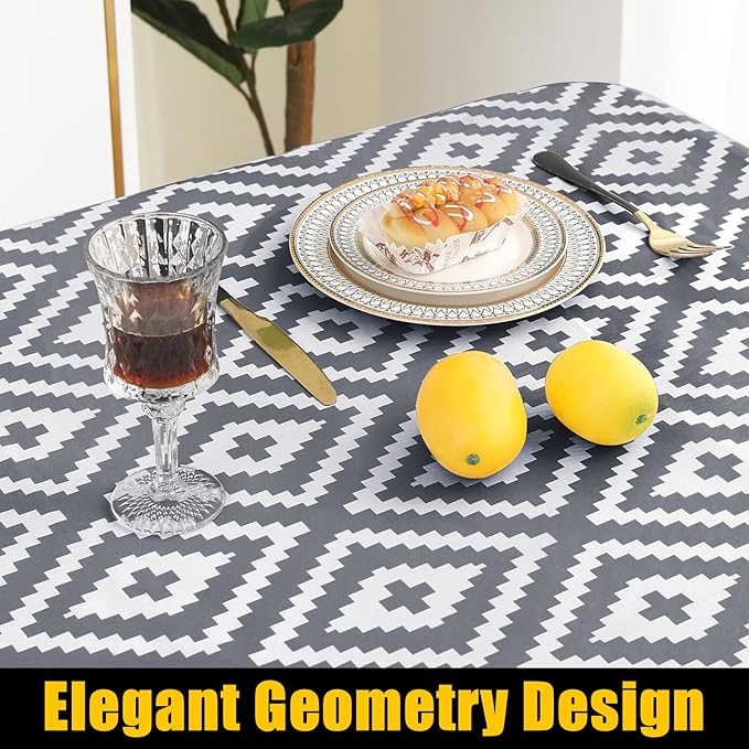 Smiry Rectangle Table Cloth Cover, Waterproof Elastic Fitted Picnic Tablecloth for 6 Foot Tables, Wipeable Flannel Backed Vinyl Tablecloths for Camping, Dining, Outdoor (Grey, 30" x 72")