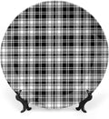Decorative Plates, Abstract Decor Print Ornament, British Tartan Stripes Pattern, 6 Inch, Kitchen Wall Decor, Black White