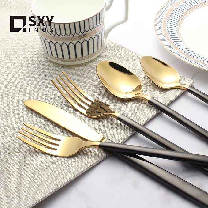 Silverware Set for 4,20 Pieces Forged Stainless Steel Flatware Set Cutlery Set,Heavy Duty and Modern Desgin,Fancy Tableware Cutlery Set for Home,Restaurant,Mirror Polished,Dishwasher Safe