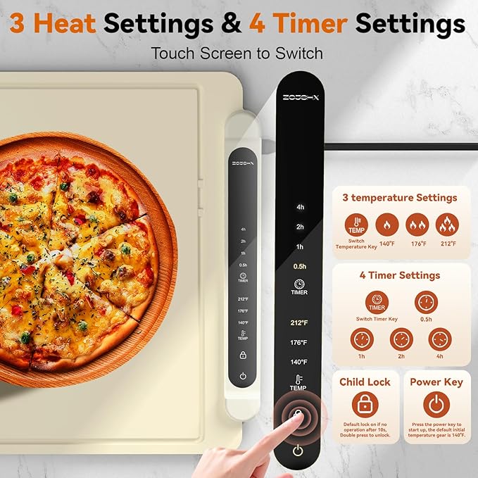 Warming Mat for Food Extra Large: 36"X16" Adjustable Silicone Food Warming Mat Heating Pad Food Warming Pad for Kitchen Counter Warming Trays for Buffets Party Hot Plates for Countertop Gifts Family