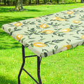 Smiry Rectangle Table Cloth Cover, Waterproof Elastic Fitted Picnic Tablecloth for 8 Foot Tables, Wipeable Flannel Backed Vinyl Tablecloths for Camping, Dining, Outdoor (Lime White, 30" x 96")