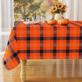 misaya Rectangle Waterproof Vinyl Table Cloth, Buffalo Flannel Backed Tablecloth, Wipeable Plastic Table Cover for Dinner, Kitchen, Picnic (60" x 102", Black and Orange and Yellow)