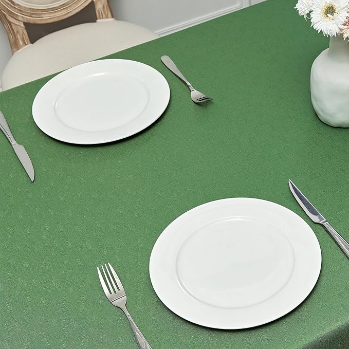 2 Pack Rectangle Tablecloth, 60x120 inch, Water Resistant Wrinkle Free Linen Textured Table Cloth Washable, Decorative Fabric Table Cover for Dining, Party and Camping, Green