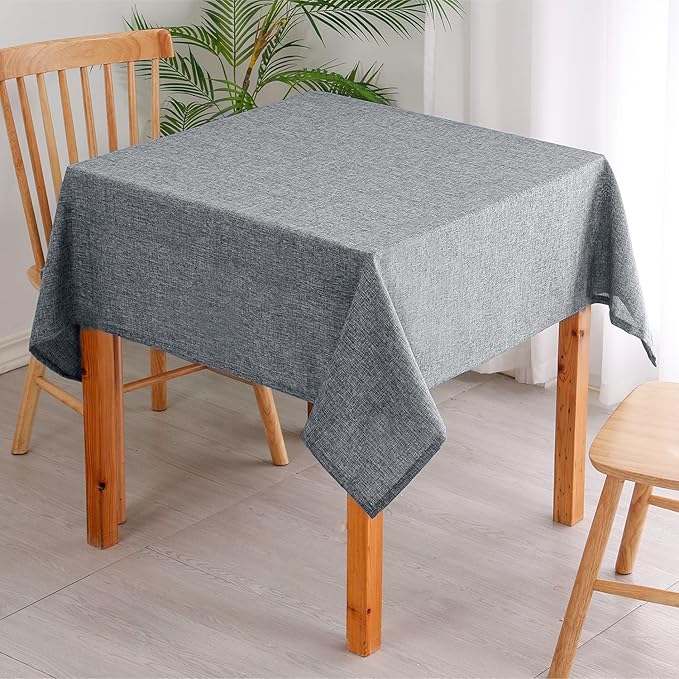 Hiasan Faux Linen Rectangle Tablecloth - Wrinkle and Stain Resistant Washable Table Cloth for Kitchen Dining Room Holiday Table Cover for Party Dinner, Grey, 54 x 108 Inch