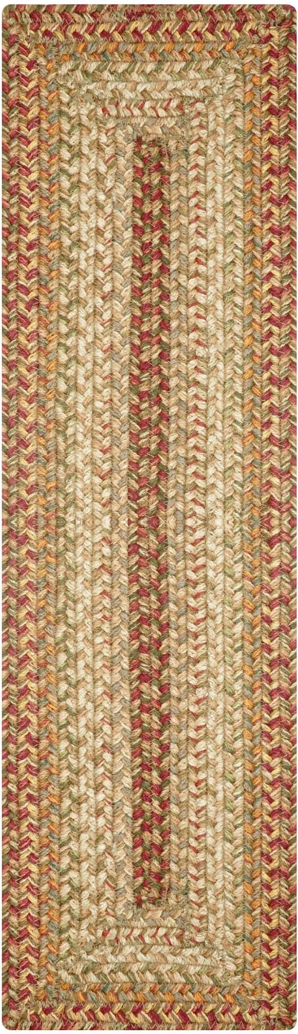 Homespice Harvest Jute Braided Short Table Runner, Warm Country Decor, Set of 2, Multicolor Rectangle 8x28 - Rich Colors, Easy to Clean, Durable and Protects Furniture