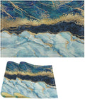 Marble Linen Placemats Set of 2, Modern Abstract Foil Texture White Blue Gold Marble Washable Cloth Place Mats, Non-Slip Dining Table Placemats for Home Kitchen Party Banquets Decor 12x17 Inch