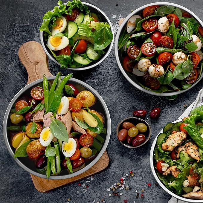 Stainless Steel 5 QT Mixing Bowl | Home & Commercial Quality | Flat Bottom | Cooking, Baking, Meal Prep [1PK]