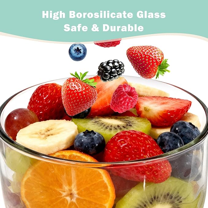 Trifle Bowl with Lids, 97oz Glass Serving Bowls, BPA-Free Borosilicate Salad & Fruit Bowls, Airtight Food Storage Containers, Ideal for Layered Desserts & Holiday Parties