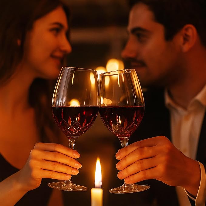SHOSHIN Premium 22oz Handcrafted Wine Glasses - Lead-Free Crystal Goblets with Intricate Hand-Cut Designs, Extra Large Red Wine Stemware for Elegant Dining & Gift Giving