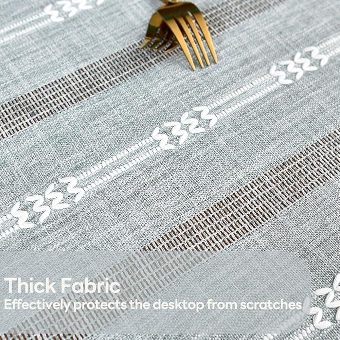 Heavy Duty Cotton Tablecloth for Rectangle Table, Rectangular Farmhouse Vintage Tablecloth, Washable Rustic Table Cover (Gray, Rectangle, 52''x70'', 4-6 Seats)