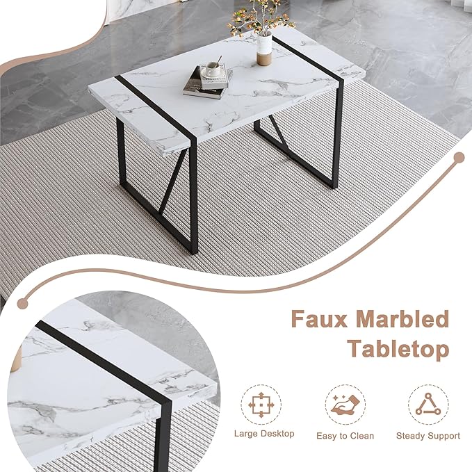 7 Piece Dining Table Set for 6,Modern Rectangle Dining Table and Fabric Dining Chairs 6,Kitchen Table and Chairs for 6,Ideal for Kitchen Dining Room