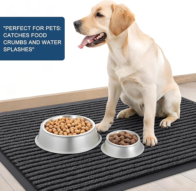 OLANLY Front Door Mat Indoor Outdoor Entrance, Waterproof Heavy Duty Doormat, Fade Resistant, Low Profile, Easy Clean Patio Porch Welcome Floor Mats for Entry, 71x34, Charcoal Grey