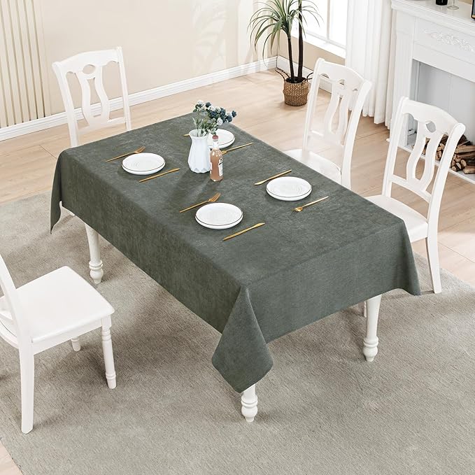 BALCONY & FALCON Rectangle Tablecloth Washable Wrinkle Resistant and Water Proof Table Cloth Decorative Linen Fabric Tablecloths for Dining Parties Kitchen Wedding and Outdoor Use(Black Olive, 57x118)