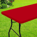 Smiry Rectangle Picnic Table Cloth, Waterproof Elastic Fitted Tablecloths for 5 Foot Tables, Washable Polyester Table Cover for Camping, Indoor and Outdoor (Red, 36"x60")