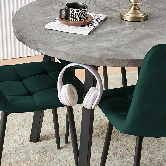 Modern 4-Person Round Dining Table Set, Space-Saving for Kitchen, Living Room, Apartment, Includes Dining Table & 4 Green Chairs,Small Dining Room Set for 4