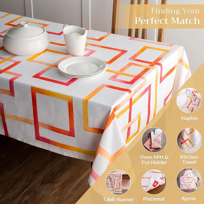 Maison d' Hermine Table Cloth Rectangle Table 100% Cotton 60 x 108 Inches Tablecloth Reusable Decorative for Dining Room Farmhouse Home Valentines Day Decorations Spring Summer - Summer Maze
