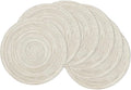 SHACOS Round Placemats Set of 6 Braided Circle Place Mat Washable 15 inch Table Mats for Kitchen Dining Table Decor Mixed Color (Ivory, 6)