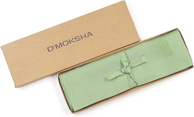D'Moksha Homes Linen Placemats 14 x 19 Inch - Sage Green Placemats Set of 4-100% Pure Linen Table Place Mats for Spring, St Patricks Day, Easter - Handcrafted and Machine Washable