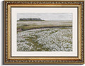 InSimSea Retro Gold Framed Wall Art, Home Room White Flowers Grassland Vintage Wall Decor, Canvas Print Artwork, Farmhouse Country Decor, Antique Picture Frame Floral Paintings, 11x14 Inch