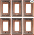 6-Pack Decorator Outlet Cover Plate, Decorative Switch Plates and Outlet Covers, Antique Copper Metal Wall Plates for Electrical Outlets, Receptacle, GFCI Outlet, Dimmer Switch