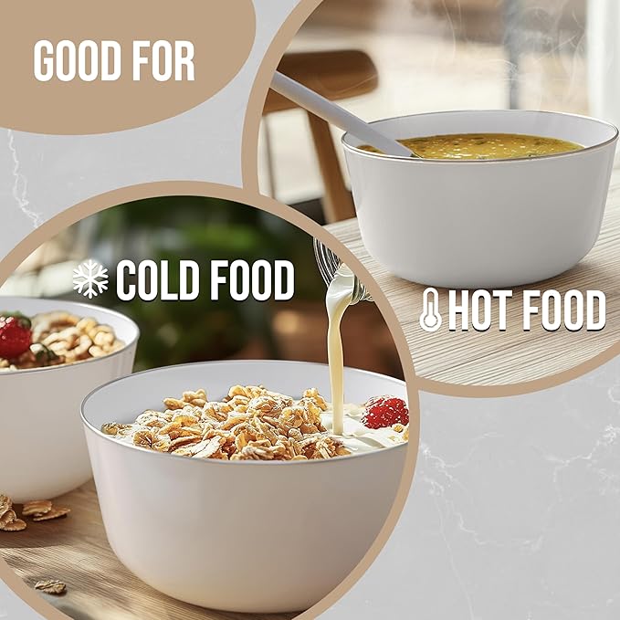 Trendables Plastic Bowls Disposable Bowls 24 Oz Bowl Set Of 20 White Silver Rimmed Fancy Plastic Serving Dishes Perfect for Parties and Events Disposable Candy Bowl