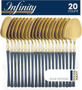 PlasticPro 20 Count Gold and Navy Plastic Soup Spoons Premium Quality Heavy Duty Disposable Elegant Silverware Two Tone Soup Spoons for Party